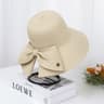 Women Ribbon Bow Straw Beach Sun Hat 4