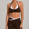Color Block Fake TwoPiece Sports Bra  High Support Yoga  Running Fitness Bra 7