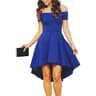 Off Shoulder Asymmetrical Midi Bodycon Dress Women Slim Fit Stretch Party Dress 3