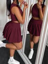Women Sexy Lingerie Pleated Mini Skirt Set Clubwear Costume 6