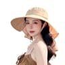 Wide Brim Ponytail Sun Hat With Removable Neck Shawl 6