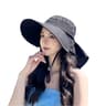 Wide Brim Ponytail Sun Hat With Removable Neck Shawl 9