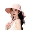 Wide Brim Ponytail Sun Hat With Removable Neck Shawl 10