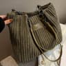 Chic Corduroy Shoulder Bag  Spacious Everyday Tote Purse With Fashion Chain Accent 6