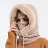 Knitted Cashmere Neck Warm Balaclava Ski Windproof Hat Winter Fur Cap Mask Set Hooded For Women Thi 0