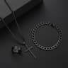 Men Stainless Steel Chain Necklace Cross Pendant Jewellery Set Bracelet Ring Hip Hop Daily Wear Acc 5