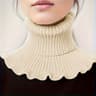 Fashionable Black And White Knitted False Neck Scarf Soft Thick Warm Ruffle Edge For Women 3