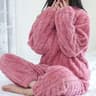Autumn Women Solid Warm Sets Thicken Velvet Ribbed Fleece Pullover And Pants Casual Pajama Sets 4
