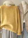 Soft Waxy Round Neck Cashmere Sweater Womens Loose Autumn Winter Short Base Sweater 2