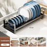 Pull Out Cabinet Dish Storage Rack Stainless Steel Plate Drain Stand Holder Kitchen Drawer Builtin  9