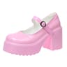 Black Super High Heels Mary Jane Shoes Women Goth Chunky Platform Pumps Plus Size Ankle Buckle Part 6