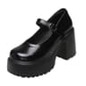 Black Super High Heels Mary Jane Shoes Women Goth Chunky Platform Pumps Plus Size Ankle Buckle Part 7