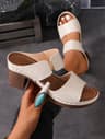 Women Summer Light Weight Hollow Sandals High Heels Chunky Open Toe Slippers Casual Slingback Slide 4