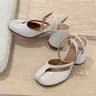 Fashion Patent Leather Split Toe Women Pumps Spring Summer Chunky High Heels Slingbacks Female Casu 2