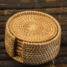Drink Coasters for Tea Rattan Weave Tableware Heat Insulation Mat Pad Round Place Mat Dish Mat f