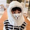 Plush Hat Autumn Winter Double Fleece Warmth Little Bear Hat Cute Children Cartoon Scarf Hood Cap B 2