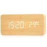 Wooden Digital LED Alarm Clock  Minimalist Desk And Bedside Clock With Temperature And Sound Contro 1