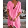 Cotton Linen Oversized Summer Blouse  Vintage Short Sleeve Button Down Shirt For Women 2