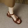Genuine Leather Low Heel Office Sandals For Women Summer Comfort Plus Size Shoes 8
