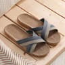 Men Indoor Linen Flat Open Toe Slippers 6