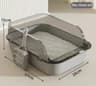 SemiEnclosed Cat Litter Box With Splash Guard And Cleaning Basin 7
