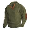 Men Corduroy Patchwork Sweatshirt Long Sleeve Stand Collar Pullover 9