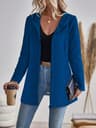 Womens Solid Color Hooded Zip Sweatshirt Casual Loose Fit Jacket 5