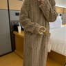 Warm Plus Size Flannel Pajamas With Hooded Bathrobe Design 9