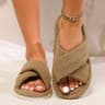 Lightweight Cross Band Slippers Open Toe Indoor Outdoor EVA Strap Slides 9