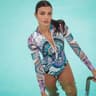 Women One Piece Swimsuit Long Sleeve Surfing Monokini 5
