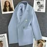 Womens Double Breasted Blazer Elegant Spring Autumn Coat 12