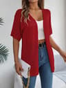 Spring Summer Knitted Cardigan Casual Solid Color Hollow Out Tops For Women 12