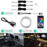 Flexible EL Wire Car Interior RGB LED Strip Lights With App Control 12