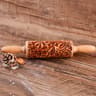 10Inch Wooden Embossed Rolling Pin With Coffee Lemon Flower Elk Pattern For Cookie And Pastry Bakin 9