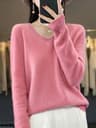 Merino Wool VNeck Sweater For Women  Soft Cashmere Knit Pullover For Autumn And Winter 11