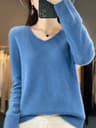 Merino Wool VNeck Sweater For Women  Soft Cashmere Knit Pullover For Autumn And Winter 13
