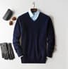 Classic VNeck Pullover Sweater For Men  Warm Cashmere Cotton Blend Winter Jumper 24