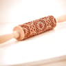 European Retro Flower Embossed Wooden Rolling Pin  Deep Engraved 3D Cookie Mold For Baking 10