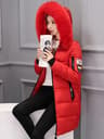 Womens Winter Fur Collar Hooded Parka Jacket 7