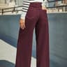 Womens Burgundy High Waist Stretch WideLeg Jeans 7