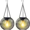 Solar Hanging Lantern Outdoor Light  Waterproof Metal Decorative Garden Lamp With Retro LED Bulb 6