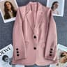 Elegant Office Blazer For Women Long Sleeve Single Button Suit Jacket 8