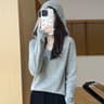 Merino Wool Hooded Pullover Sweater For Women 14
