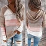 Women Patchwork Hooded Sweater Long Sleeve Knit Pullover 6