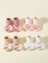 Toddler Socks With Bows Soft Cotton Anti Slip Baby Ankle Socks 4 Pairs 6