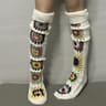 Autumn Winter Extra Long Crochet Knit Thigh High Socks For Women Over Knee Ethnic Style Stockings 9