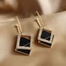 Black Zircon Square Stud Earrings  Shiny Geometric Statement Jewelry For Women 14
