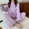Womens Warm Velvet Ribbed Fleece Pajama Set Pullover And Pants 17