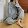 Womens Warm Velvet Ribbed Fleece Pajama Set Pullover And Pants 19