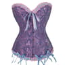 Womens Floral Lace Corset Satin Bustier Vintage Overbust Boned Top 10